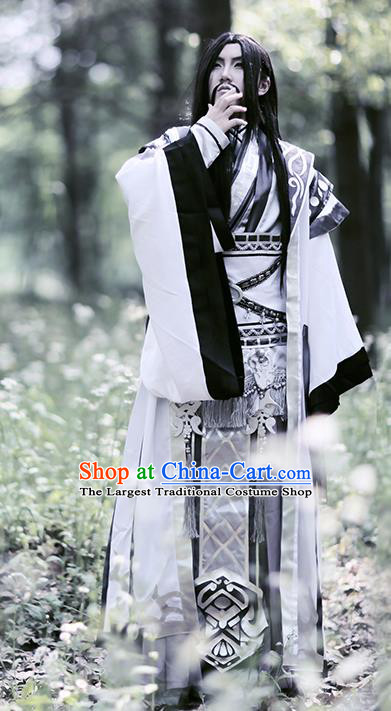 China Ancient Taoist Priest Apparels Qin Dynasty Warrior Garment Costumes Traditional Cosplay Swordsman Hanfu Clothing