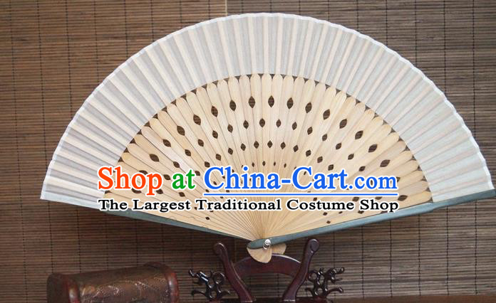 China Classical White Silk Accordion Handmade Fans Traditional Dance Folding Fan Bamboo Fan