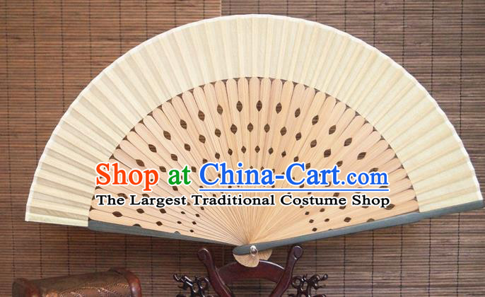China Bamboo Fan Classical Beige Silk Accordion Handmade Fans Traditional Dance Folding Fan