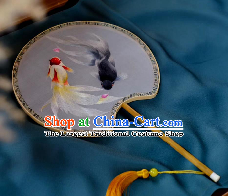 China Double Side Suzhou Embroidered Goldfish Fan Traditional Song Dynasty Princess Fans Handmade Hanfu Silk Fan Classical Palace Fan