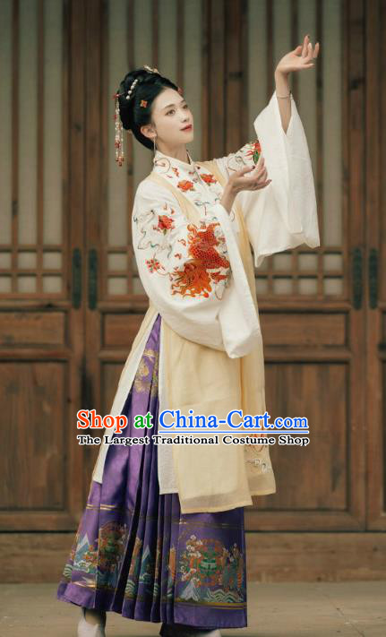 China Ming Dynasty Royal Countess Historical Clothing Traditional Hanfu Garments Ancient Noble Woman Embroidered Hanfu Dress