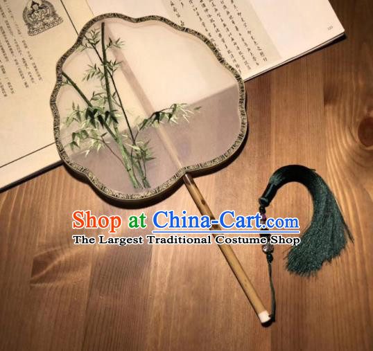 China Embroidered Bamboo Double Side Fan Handmade Song Dynasty Court Fans Traditional Hanfu Silk Fan Classical Palace Fan