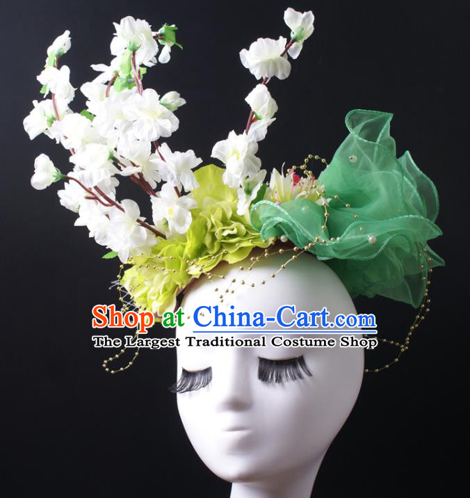 Top Halloween Cosplay Hair Accessories Stage Show Silk Flowers Hair Crown Brazil Parade Giant Headpiece Rio Carnival Decorations