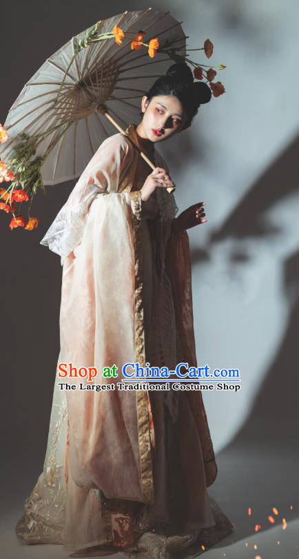 China Ancient Court Woman Hanfu Dress Garments Traditional Tang Dynasty Imperial Concubine Historical Clothing
