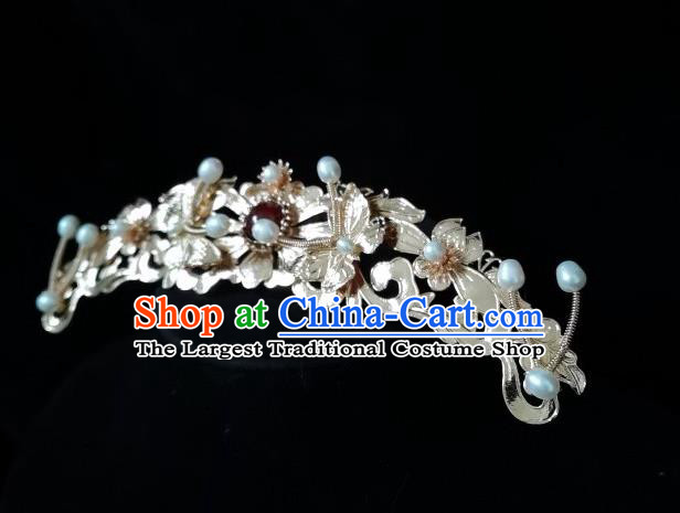 China Ming Dynasty Empress Golden Butterfly Hair Crown Traditional Hanfu Hairpin Ancient Court Woman Hair Accessories