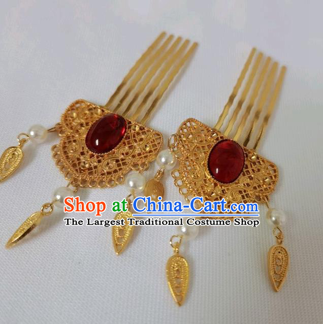 China Tang Dynasty Empress Hairpins Traditional Hanfu Hair Accessories Ancient Queen Golden Phoenix Hair Crown Full Set
