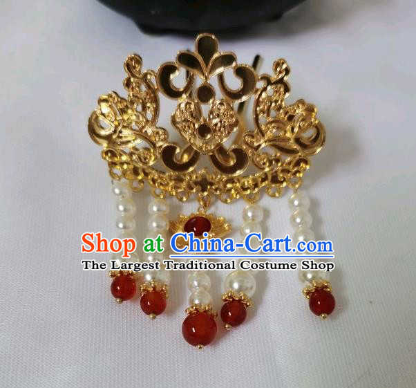 China Tang Dynasty Empress Hairpins Traditional Hanfu Hair Accessories Ancient Queen Golden Phoenix Hair Crown Full Set