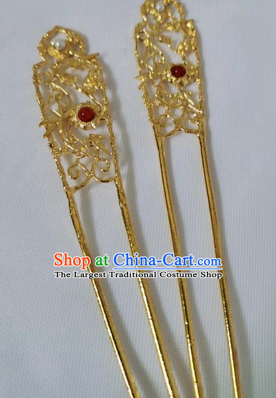 China Tang Dynasty Empress Hairpins Traditional Hanfu Hair Accessories Ancient Queen Golden Phoenix Hair Crown Full Set