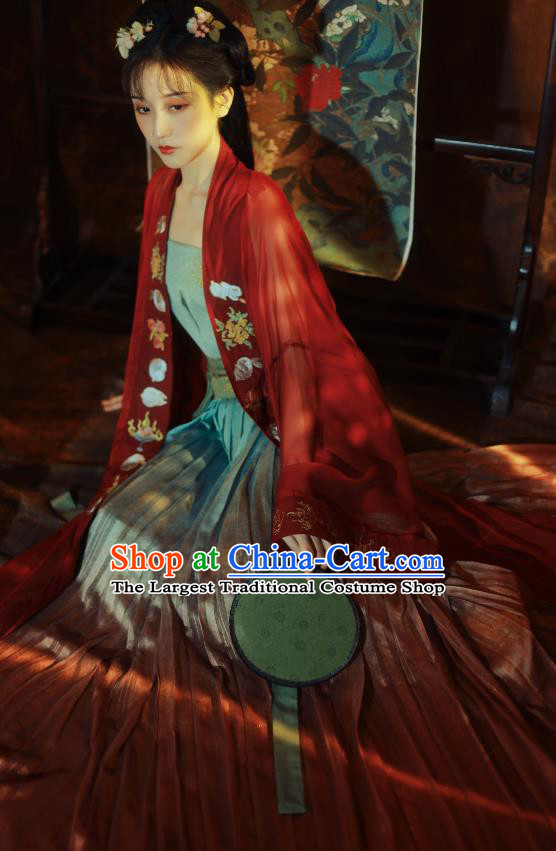 China Ancient Princess Hanfu Dress Garments Song Dynasty Young Beauty Historical Clothing Complete Set