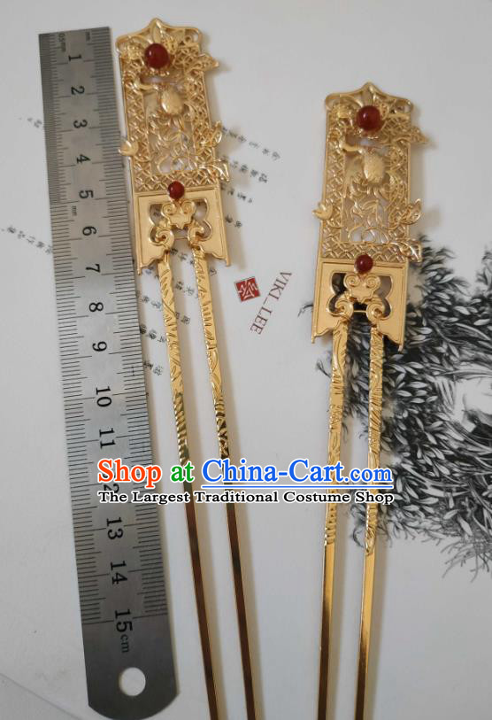 China Ancient Court Queen Hairpin Traditional Hanfu Hair Accessories Tang Dynasty Empress Golden Crane Hair Stick