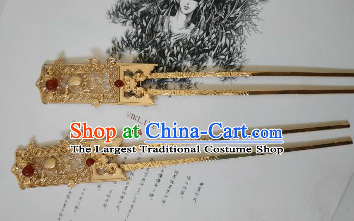China Ancient Court Queen Hairpin Traditional Hanfu Hair Accessories Tang Dynasty Empress Golden Crane Hair Stick