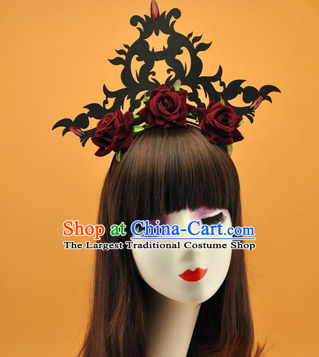 Top Cosplay Hair Accessories Christmas Queen Hair Crown Halloween Fancy Ball Hair Clasp Gothic Giant Headdress