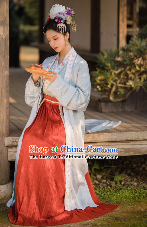 China Traditional Hanfu Garments Song Dynasty Imperial Concubine Historical Clothing Ancient Court Woman Dress Full Set