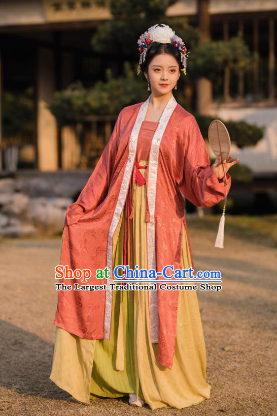 China Song Dynasty Imperial Consort Garment Costumes Ancient Palace Beauty Hanfu Dress Clothing Complete Set