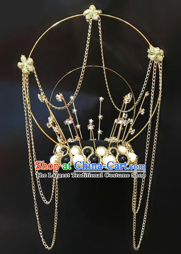 Top Carnival Parade Headdress Baroque Pearls Hair Clasp Cosplay Princess Hair Accessories Halloween Catwalks Royal Crown