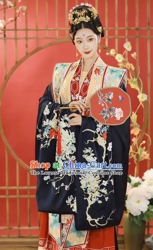 China Song Dynasty Court Woman Historical Clothing Ancient Imperial Empress Embroidered Hanfu Dress Garments Complete Set