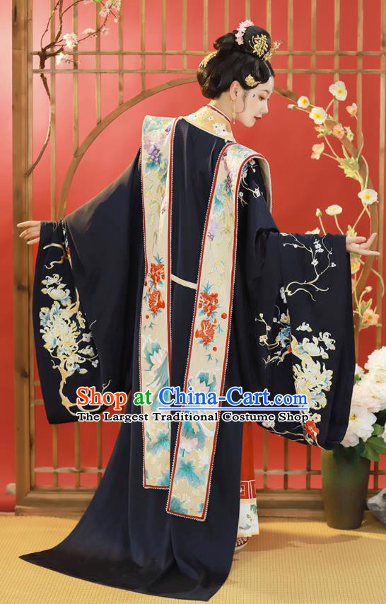 China Song Dynasty Court Woman Historical Clothing Ancient Imperial Empress Embroidered Hanfu Dress Garments Complete Set