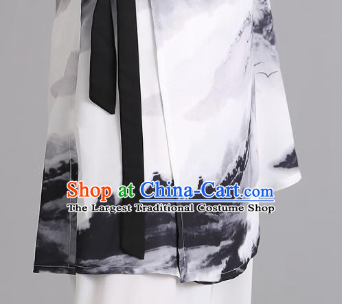 Chinese Tai Ji Ink Painting Outfits Tai Chi Performance Clothing Martial Arts Kung Fu Competition Garments