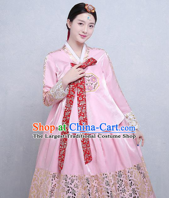 Korean Wedding Clothing Classical Dance Pink Blouse and Dress Korea Court Tangyi Hanbok Traditional Bride Fashion Garments