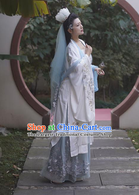 China Song Dynasty Taoist Nun Historical Garment Costumes Ancient Imperial Consort Embroidered Hanfu Dress Clothing