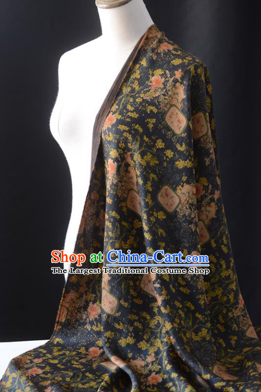 High Quality Chinese DIY Fabric Silk Fabric Navy Gambiered Guangdong Gauze Qipao Cheongsam Cloth