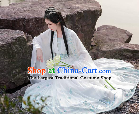 China Ancient Lotus Fairy Hanfu Dress Traditional Tang Dynasty Princess Garment Clothing