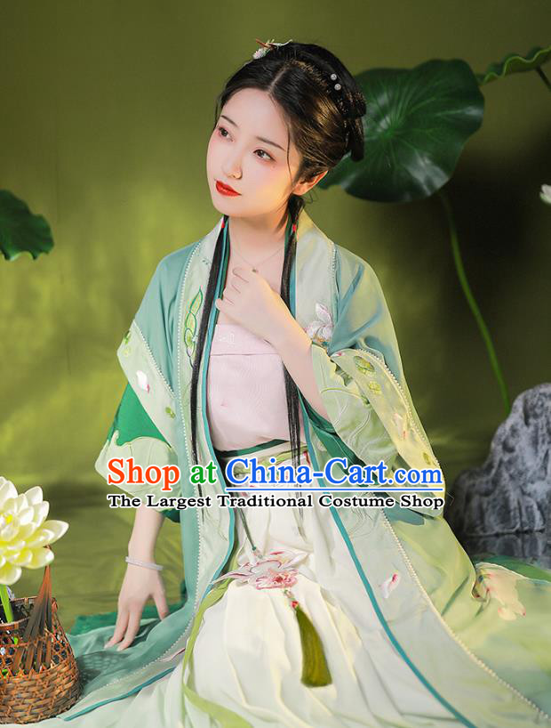 China Traditional Song Dynasty Young Lady Garment Clothing Ancient Village Girl Hanfu Dress for Women