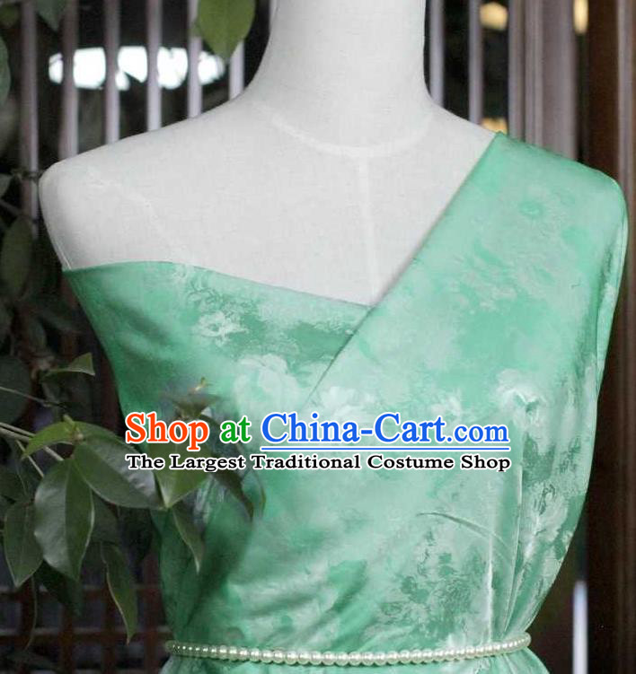 Chinese Tapestry Material Traditional Qipao Dress Damask Drapery Green Silk Fabric Classical Rose Pattern Brocade Cloth