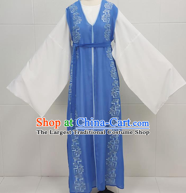 China Peking Opera Scholar Li Menglong Garments Traditional Shaoxing Opera Niche Young Male Blue Clothing