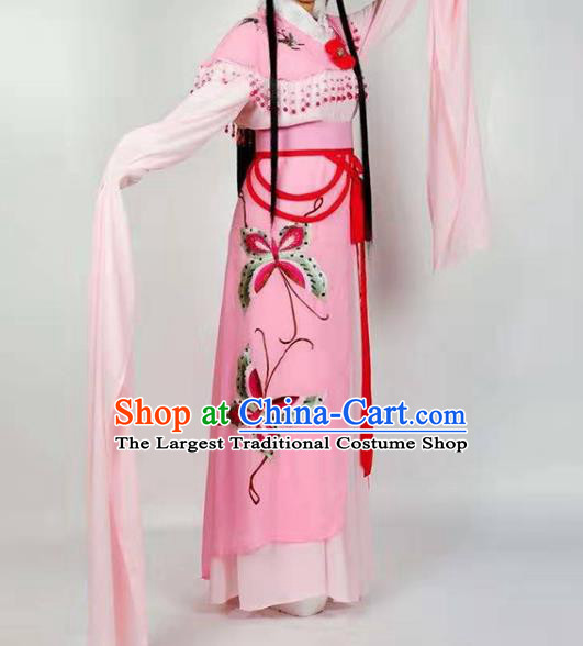 Chinese Shaoxing Opera Actress Zhu Yingtai Garment Beijing Opera Hua Tan Clothing Traditional Peking Opera Diva Pink Dress