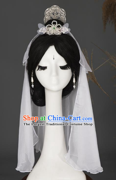 China Ancient Empress Hair Accessories Traditional Cosplay Buddha Guanyin Hair Crown Headwear
