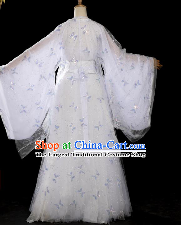 China Ancient Goddess Queen White Hanfu Dress Traditional Cosplay Imperial Consort Garments Clothing