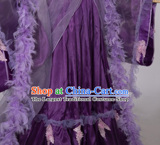 China Traditional Cosplay Ming Dynasty Imperial Consort Garments Clothing Ancient Fairy Princess Purple Hanfu Dress