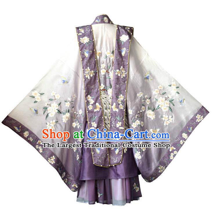 China Ancient Imperial Consort Purple Hanfu Dress Garments Traditional Song Dynasty Court Woman Historical Clothing