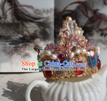 China Tang Dynasty Empress Gems Phoenix Coronet Traditional Hanfu Wedding Hair Accessories Ancient Princess Golden Hair Crown