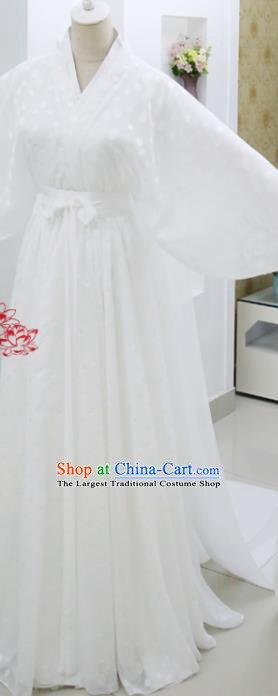 China Ancient Fairy Queen White Hanfu Dress Cosplay Fox Goddess Garments Traditional Drama Eternal Love Su Su Clothing