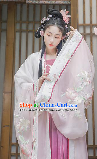 China Traditional Hanfu Garments Song Dynasty Palace Princess Historical Clothing Ancient Imperial Consort Dress