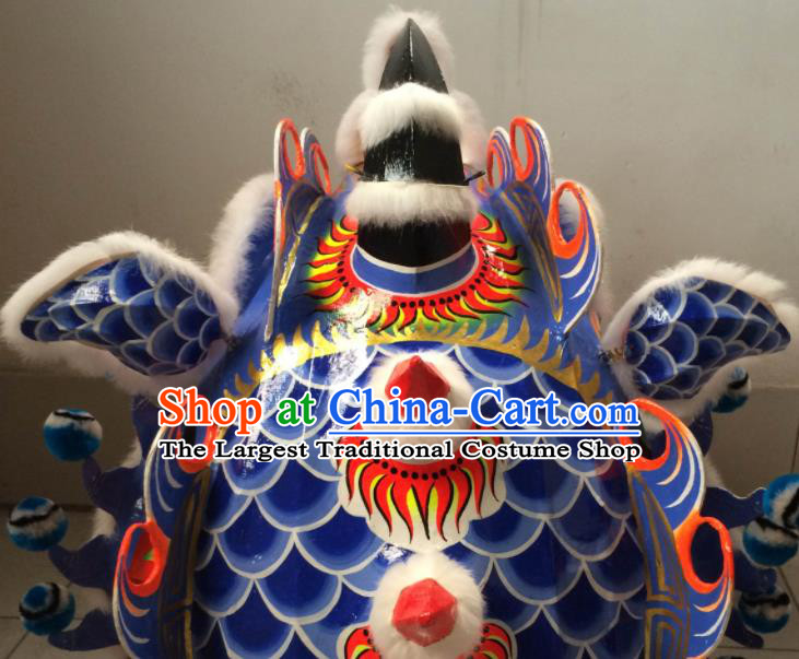 Handmade Chinese Folk Dance Stage Property New Year Performance Prop Traditional Spring Lantern Festival Blue Kylin Head