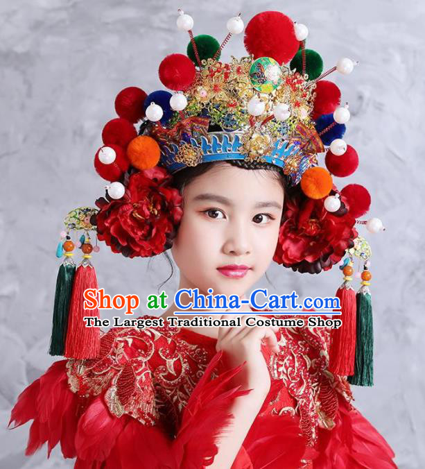 Top China Kids Catwalks Royal Crown Children Opera Performance Headdress Girl Stage Show Phoenix Coronet