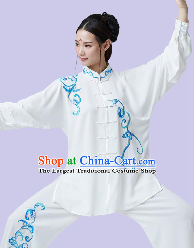Chinese Kung Fu Competition Clothing Martial Arts Garment Costumes Tai Chi Training White Uniforms for Women for Men