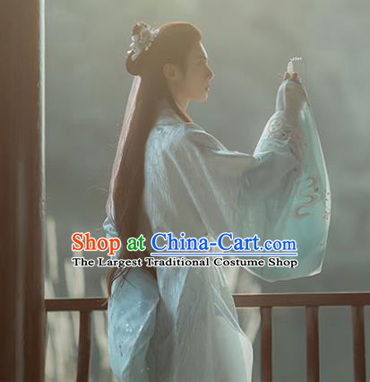 China Traditional Ming Dynasty Prince Blue Hanfu Robe Clothing Ancient Noble Childe Historical Garment Costume for Men