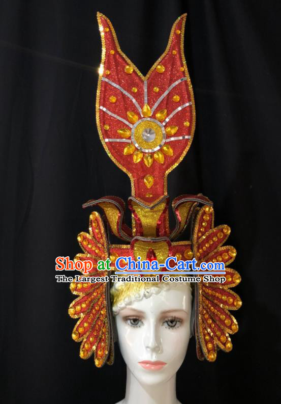 Professional Stage Performance Red Hat Halloween Opening Dance Headdress Cosplay King Headwear Easter Hair Decorations