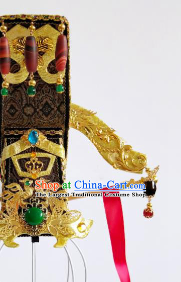 China Ancient Queen Mother Hair Crown Traditional Drama Hair Accessories Qin Dynasty Empress Dowager Mi Yue Headdress