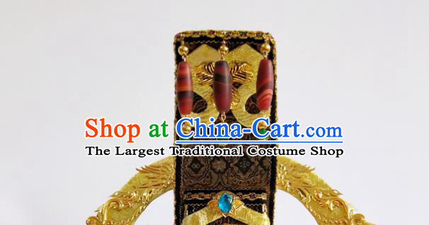 China Ancient Queen Mother Hair Crown Traditional Drama Hair Accessories Qin Dynasty Empress Dowager Mi Yue Headdress