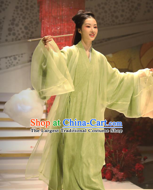 China Traditional Song Dynasty Young Lady Historical Clothing Ancient Swordswoman Green Hanfu Dress Apparels