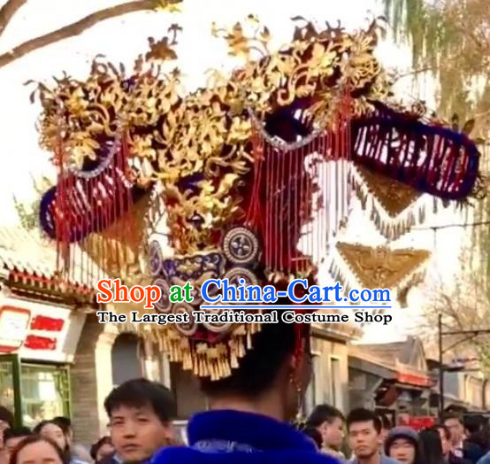 Custom China Catwalks Headdress Court Hair Accessories Stage Show Hair Crown Deluxe Cloisonne Phoenix Coronet