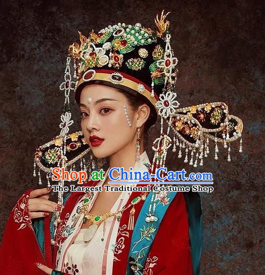 Top China Ancient Song Dynasty Empress Cloisonne Phoenix Coronet Catwalks Headdress Wedding Hair Accessories Stage Show Deluxe Hair Crown