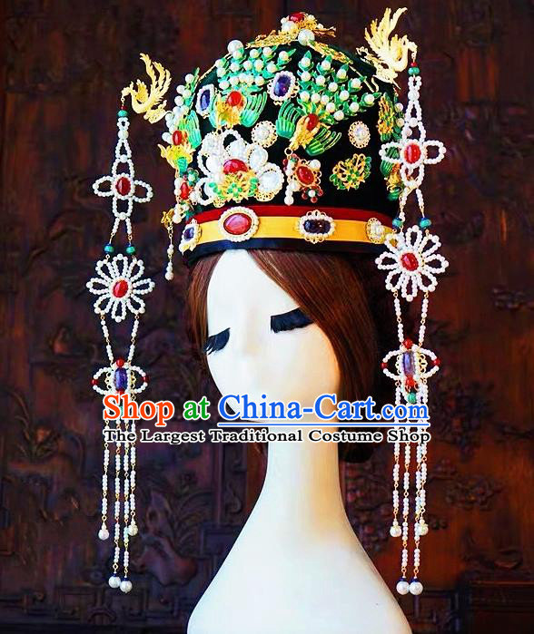 Top China Ancient Song Dynasty Empress Cloisonne Phoenix Coronet Catwalks Headdress Wedding Hair Accessories Stage Show Deluxe Hair Crown