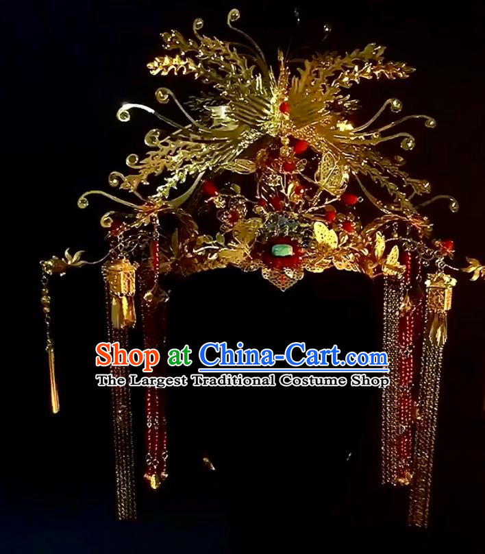 Top China Wedding Hair Accessories Stage Show Deluxe Hair Crown Ancient Imperial Concubine Phoenix Coronet Catwalks Headdress