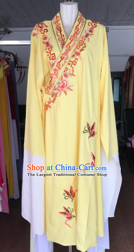 Chinese Peking Opera Xiaosheng Embroidered Yellow Robe Beijing Opera Butterfly Love Niche Clothing Ancient Scholar Garment Costume